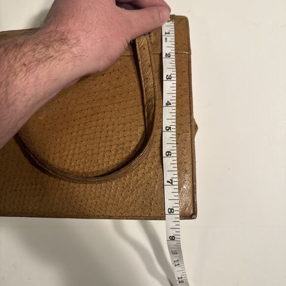 Vintage BrownOstrich Leather Small Hand Bag - Picture 12 of 13